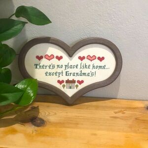 Vintage Cross Stitch in Heart Frame